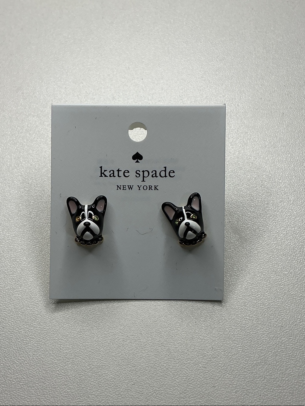 kate spade Black and White Frenchie (Dog) Stud Earrings